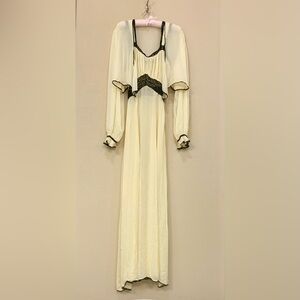 Antique Handmade Nightgown Lingerie Wedding Set Black Lace and Cream Silk